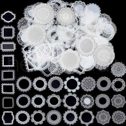 CRASPIRE 5 Sets 5 Styles PET Waterproof Hollow Lace Decorative Stickers DIY-CP0008-72-1