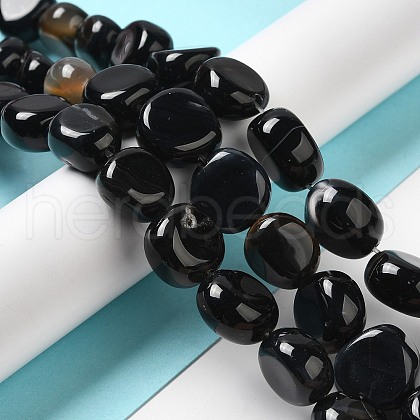 Natural Black Agate Beads Strands G-H295-D01-08-1
