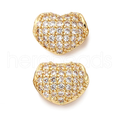 Brass Micro Pave Cubic Zirconia Beads KK-F895-05G-1