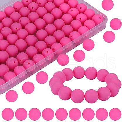 80Pcs Round Silicone Focal Beads SIL-SZ0001-24-34-1