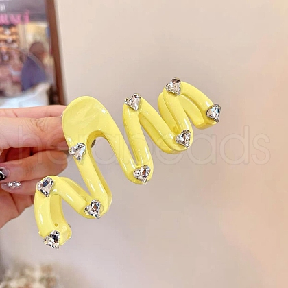 Acrylic Claw Hair Clips with Heart Crystal Rhinestone PW-WG444CB-02-1