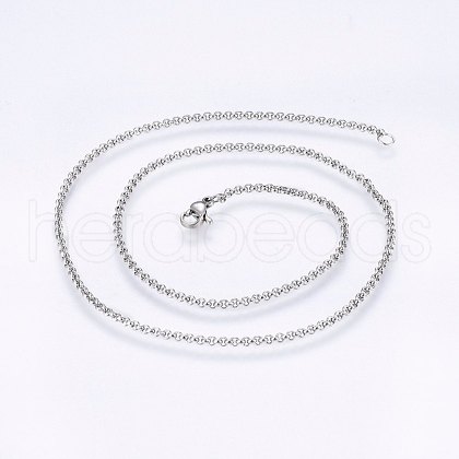 304 Stainless Steel Rolo Chain Necklaces NJEW-F221-04P-1