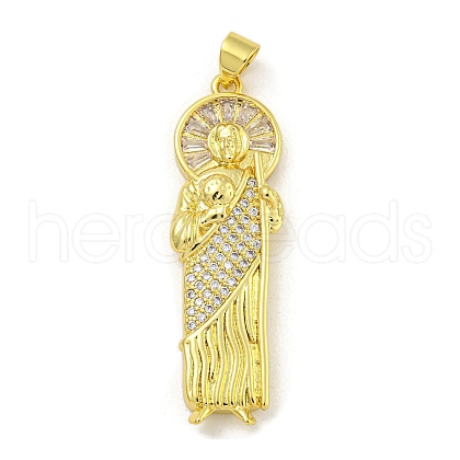 Priest Rack Plating Brass Micro Pave Cubic Zirconia Pendants KK-G513-89G-1