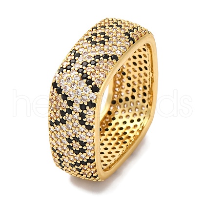 Rack Plating Square Brass Cubic Zirconia Rings for Women RJEW-S242-06G-1