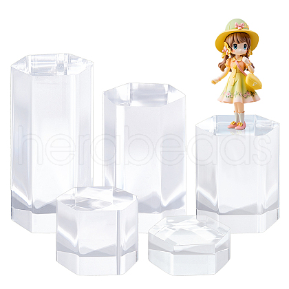 BENECREAT 5Pcs 5 Styles Acrylic Hexagon Display Stands OACR-BC0001-22-1