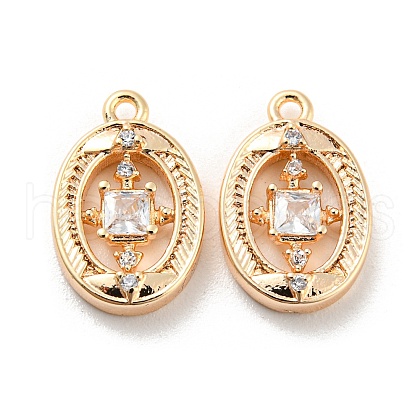 Brass Micro Pave Cubic Zirconia Charm KK-E090-07G-1