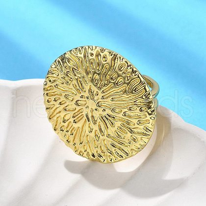 Flat Round Brass Cuff Rings for Women RJEW-C123-04G-1