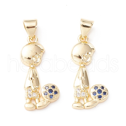 Brass Micro Pave Midnight Blue Cubic Zirconia Pendants KK-D067-16G-RS-1