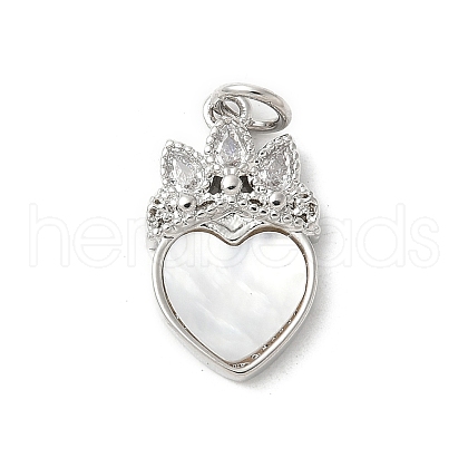 Brass Pave Natural White Shell Pendants KK-S522-18P-1
