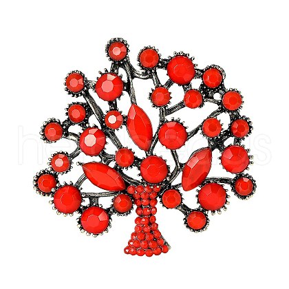 Rich Tree Alloy Rhinestone Brooches for Backpack Clothes PW-WG71302-02-1