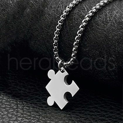 201 Stainless Steel Pendant Box Chain Necklaces FS-WG816E6-03-1
