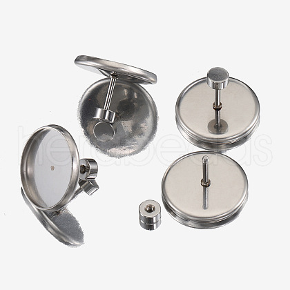 Non-Tarnish 304 Stainless Steel Studs Earrings Findings EJEW-H001-05P-02-1