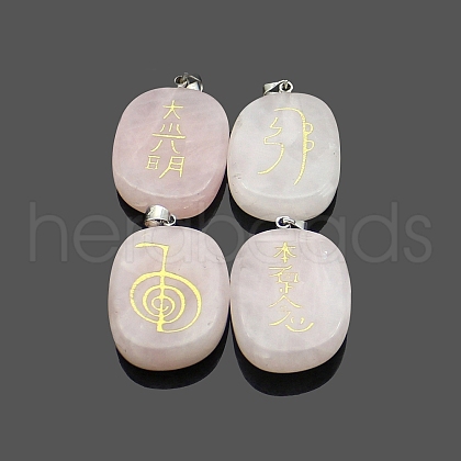 4Pcs 4 Styles Natural Rose Quartz Pendants RELI-PW0001-052A-1