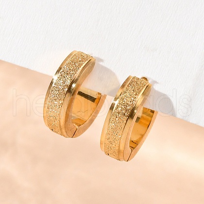 Sand Flash 304 Stainless Steel Hoop Earrings for Women EJEW-M001-23G-1