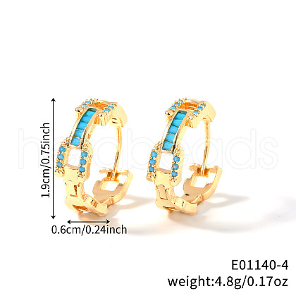 Fashionable Brass Cubic Zirconia Ring Hoop Earrings DR3389-3-1