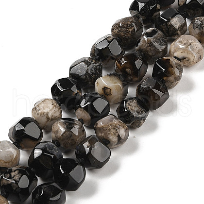 Natural Black Cherry Blossom Agate Beads Strands G-NH0010-J02-01A-1
