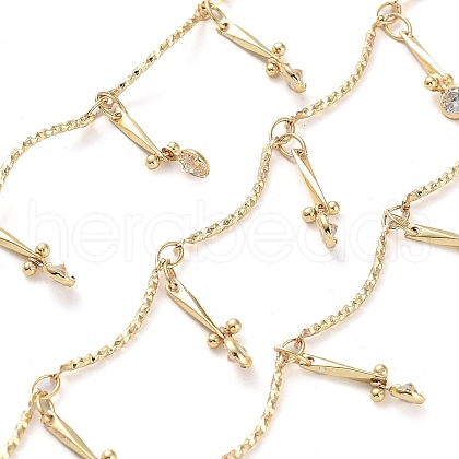 Handmade Brass Curved Bar Link Chains KK-F871-61G-1