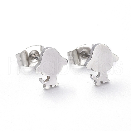 304 Stainless Steel Puppy Stud Earrings EJEW-H368-28P-1