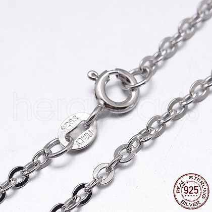 Anti-Tarnish Rhodium Plated Sterling Silver Cable Chains Necklaces X-NJEW-M157-25C-18-1