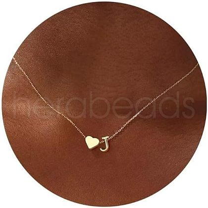 Simple Style Adjustable 316L Surgical Stainless Steel Heart and Initial Pendant Necklaces for Women WG95AEF-10-1