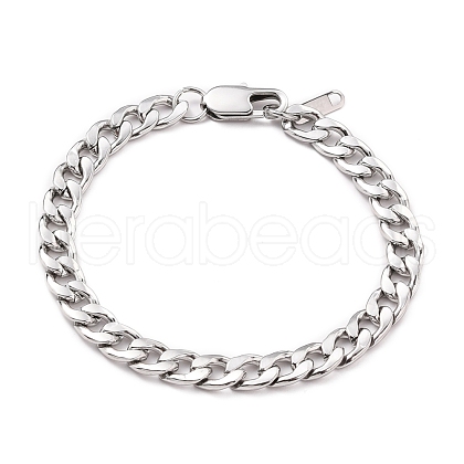 Tarnish Resistant Women' s Fashionable 304 Stainless Steel Cuban Link Chain Bracelets BJEW-JB05657-01-1
