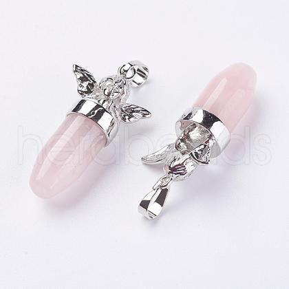 Natural Rose Quartz Pendants G-E397-03P-1