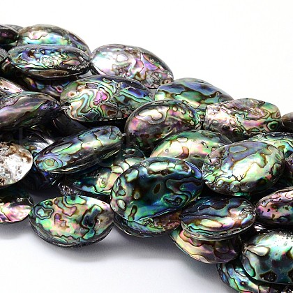 Natural Paua Shell Beads Strands SSHEL-J047-07A-1