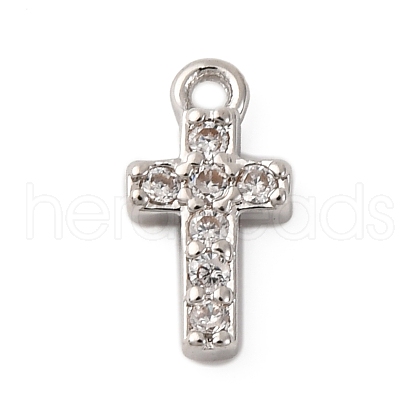 Brass Micro Pave Clear Cubic Zirconia Charms KK-V016-22A-P-1