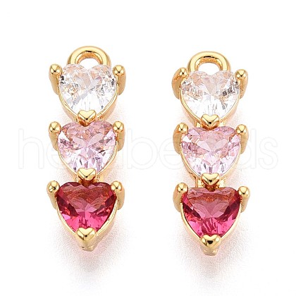Brass Micro Pave Cubic Zirconia Charms KK-N263-95B-G-1