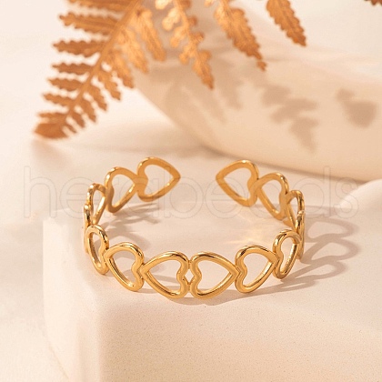 304 Stainless Steel Cuff Bangles for Women BJEW-U032-22G-1