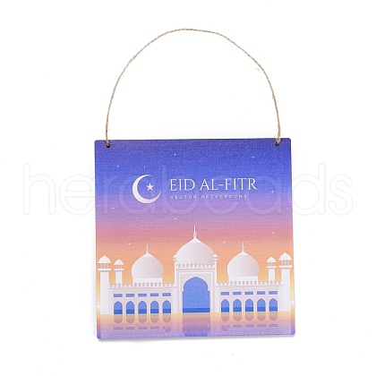 Eid Theme Density Board Wooden Wall Ornament Doorplate Pendants HJEW-C004-01E-1