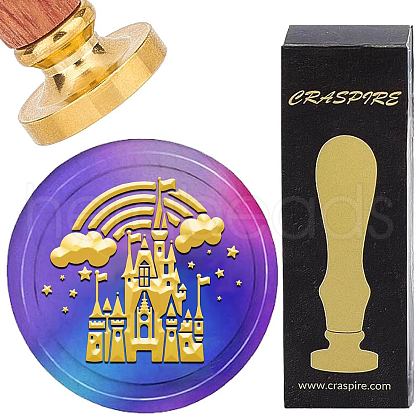 Brass Wax Seal Stamp with Wood Handle AJEW-WH0412-0328-1