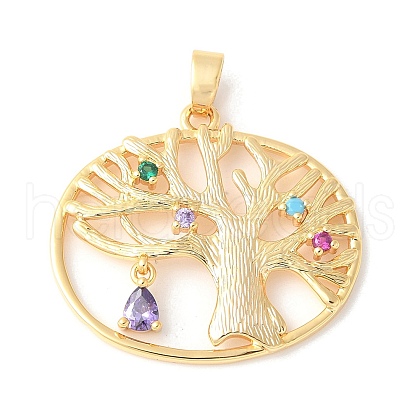 Brass Micro Pave Clear Cubic Zirconia Pendants KK-U064-16G-1