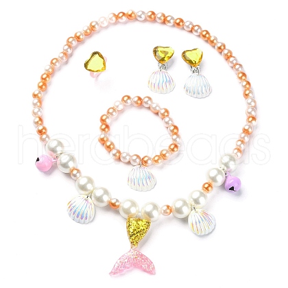 Plastic & Resin Bead Jewelry Set for Kids SJEW-F221-02-1