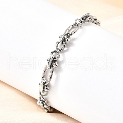 Non-Tarnish 304 Stainless Steel Oval & Infinity Link Chain Bracelets for Women BJEW-K226-14C-P-1
