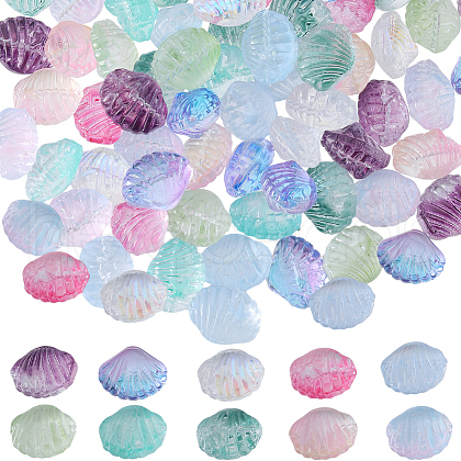 SUNNYCLUE 100Pcs 10 Colors Transparent Handmade Lampwork Beads LAMP-SC0001-30-1