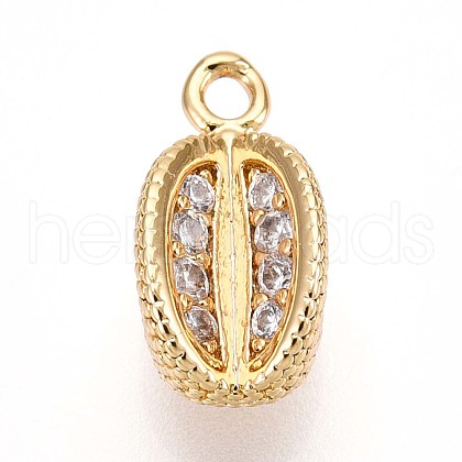 Brass Micro Pave Clear Cubic Zirconia Pendants KK-T075-44G-1
