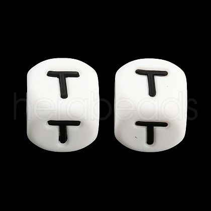 20Pcs White Cube Letter Silicone Beads 12x12x12mm Square Dice Alphabet Beads with 2mm Hole Spacer Loose Letter Beads for Bracelet Necklace Jewelry Making JX432T-1