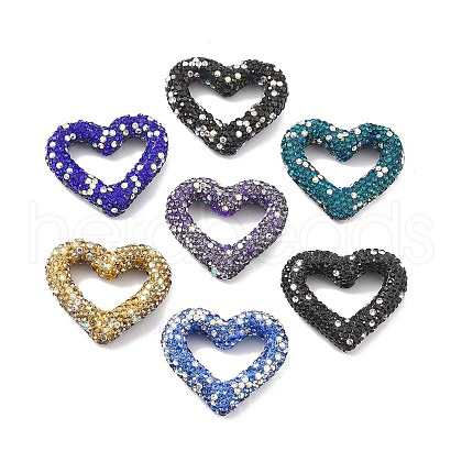 Heart Shape Polymer Clay Rhinestone Beads CLAY-NH0001-09B-1