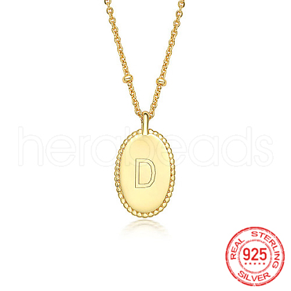 925 Sterling Silver Letter Initial Oval Pendant Necklaces for Women EL6437-4-1