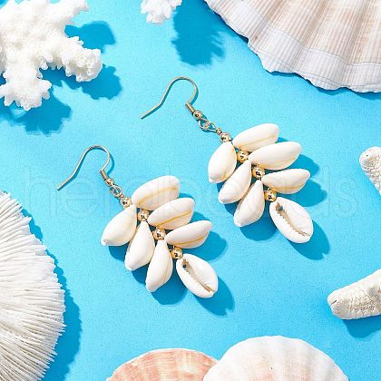 304 Stainless Steel Shell Shape Dangle Earrings EJEW-JE06381-01-1