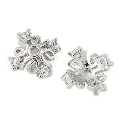 Brass Micro Pave Clear Cubic Zirconia Bead Caps KK-V015-39P-1