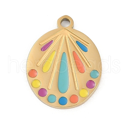 304 Stainless Steel Enamel Pendants STAS-I325-040G-1
