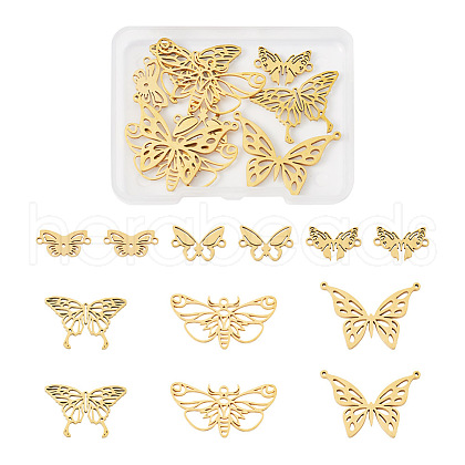12Pcs 6 Styles 201 & 304 Stainless Steel & Stainless Steel Connector Charms STAS-TA0001-86-1