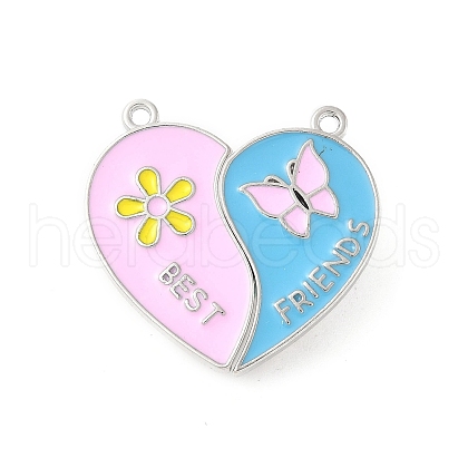 Alloy Pearl Pink and Sky Blue Enamel Split Pendants PALLOY-V006-03A-P-1