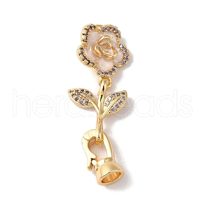 Brass Micro Pave Cubic Zirconia Fold Over Clasps KK-B098-05G-03-1