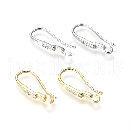 Brass Micro Pave Cubic Zirconia Earring Hooks KK-G374-12-1