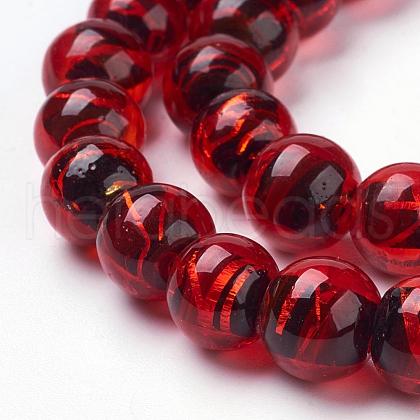 Handmade Silver Foil Lampwork Beads Strands FOIL-L016-C03-1