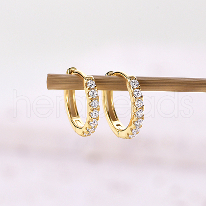 Elegant S925 Sterling Silver Clear Cubic Zirconia Hoop Earrings VV4671-2-1