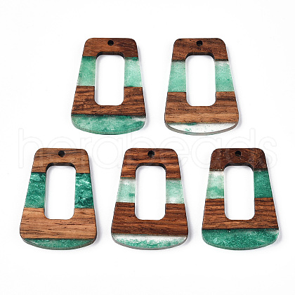 Transparent Resin & Walnut Wood Pendants RESI-ZX017-57-1
